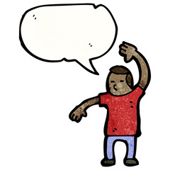 cartoon man performing a karate chop