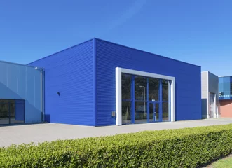 Poster de jardin Bâtiment industriel blue warehouse