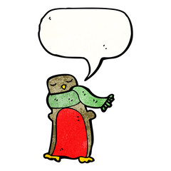 christmas robin in scarf