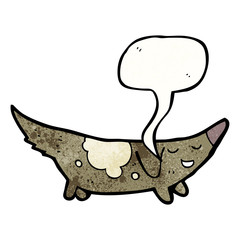 cartoon little dog with speech bubble