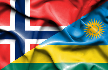 Waving flag of Rwanda and Norway