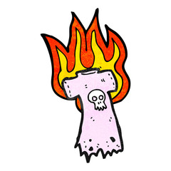 burning skull tee cartoon
