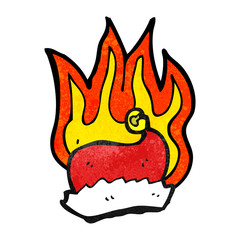 flaming santa hat cartoon