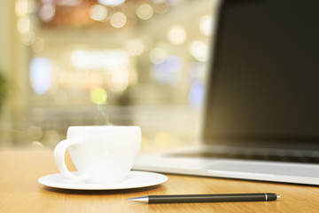 workplace with laptop