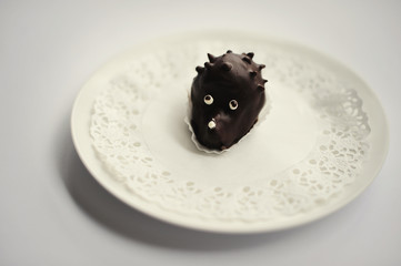 Fototapeta premium sweet cakes hedgehog food isolated on white