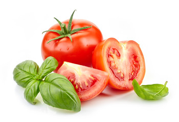 fresh tomatoes and basil leaves