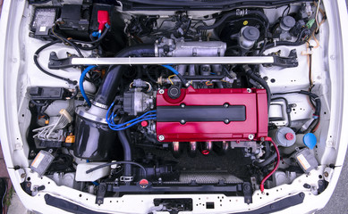 Tuned Honda B18 engine in Integra type R - obrazy, fototapety, plakaty