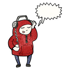 cartoon man listening to music