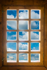 Wooden window with beautiful view
