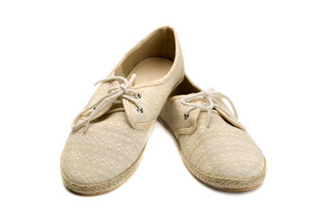 beige lace shoes