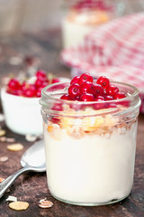 fresh yogurt with granola and  fruit