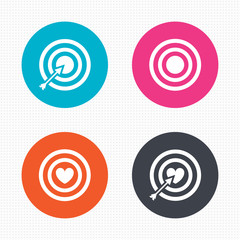 Target aim icons. Darts board signs symbols.