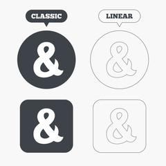 Ampersand sign icon. Logical operator AND.