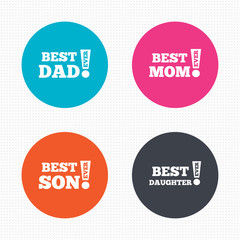 Best mom and dad, son, daughter icons.