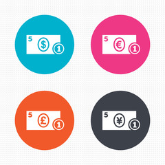 Cash money signs. Dollar, euro and pound icons.