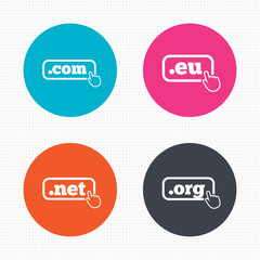Top-level domains signs. Com, Eu, Net and Org.