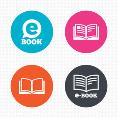 Electronic book signs. E-Book symbols.