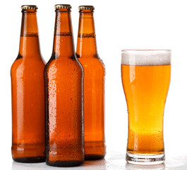 Bottles and glass of beer