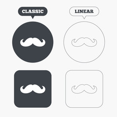 Hipster mustache sign icon. Barber symbol.