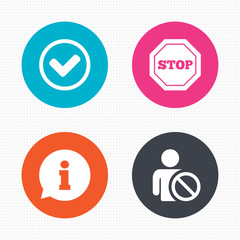 Information icons. Stop prohibition symbol.