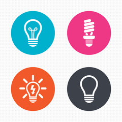 Light lamp icons. Energy saving symbols.