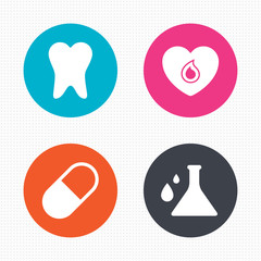 Medical icons. Pill, tooth, chemistry and heart.