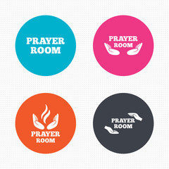 Prayer room icons. Religion priest symbols.