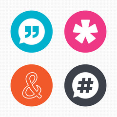 Obraz premium Quote, asterisk footnote icons. Hashtag symbol.