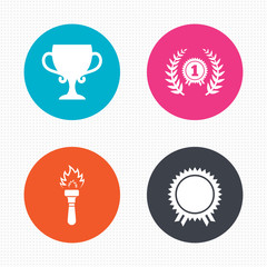 First place award cup icons. Prize for winner.