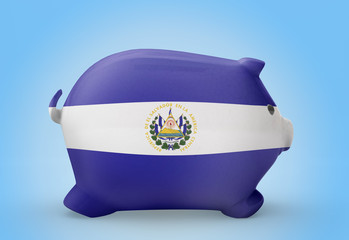 Piggy bank with the flag of El Salvador .(series)