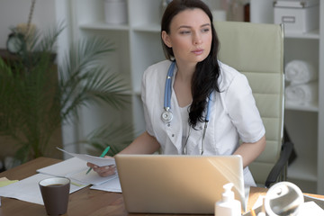 Doctor analyzing medical test results