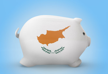 Piggy bank with the flag of Cyprus .(series)