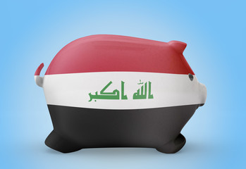 Piggy bank with the flag of Iraq .(series)