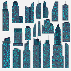 Set of detailed skyscraper