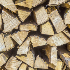 detail of stapled fire wood