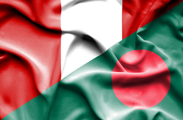 Fototapeta premium Waving flag of Bangladesh and Peru