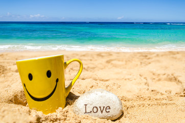 Happy face mug and sign 