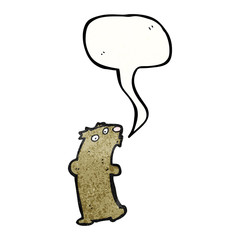 funny cartoon bear with speech bubble