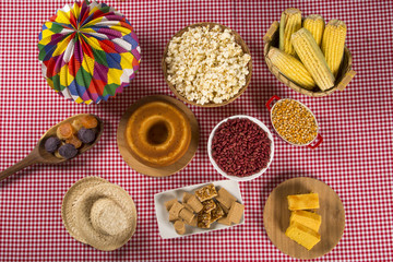 Table of brazilian food to festa junina