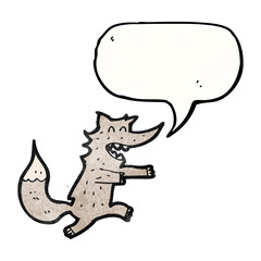 cartoon wolf with speech bubble