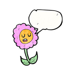 cartoon flower with speech bubble
