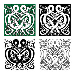 Fighting dragons with celtic knot ornaments