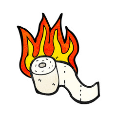 cartoon burning toilet roll