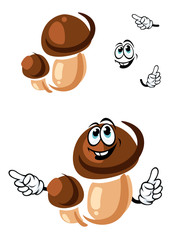 Autumn boletus mushroom cartoon character