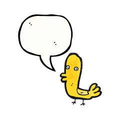 cartoon funny bird with speech bubble