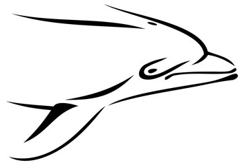 Outline head of dolphin isolated on a white background