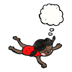 cartoon girl swimming with thought bubble