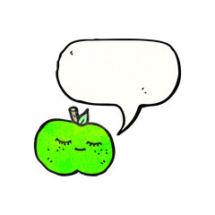 cute cartoon apple with speech bubble
