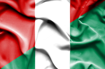Waving flag of Nigeria and Peru