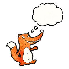 cartoon fox with thought bubble